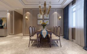 地中海钻石湾美式风格家庭餐桌椅摆放设计图2023