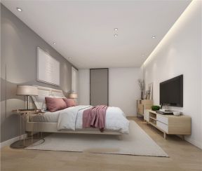 中澳滨河湾现代简约130平三居室卧室装修案例