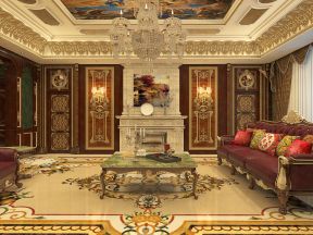 开莱国际社区297平米奢华客厅吊顶装修设计效果图欣赏