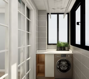 恒晟城市花园86平新房阳台洗衣机设计效果图