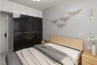 阳光小区80平米二居现代卧室背景墙装修设计效果图