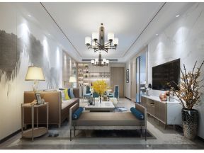 华润城新中式130平三居室客厅装修案例