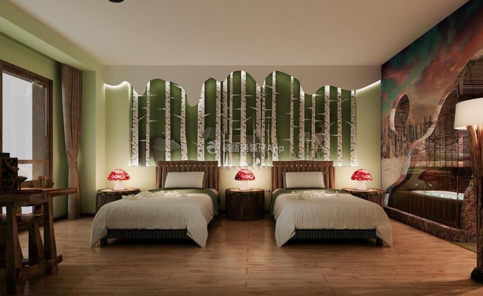 杭州酒店宾馆标间室内床头背景墙装饰装修图片