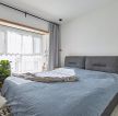 简欧风格小型公寓卧室灰色窗帘装饰设计图片