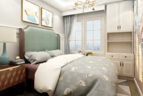 三江尊园300平米现代别墅卧室背景墙装修设计效果图欣赏