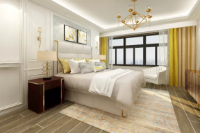 三江尊园300平米现代别墅卧室窗帘装修设计效果图欣赏