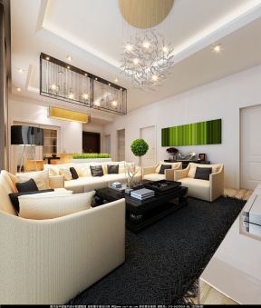 康华花语城129平米三居现代沙发装修设计效果图
