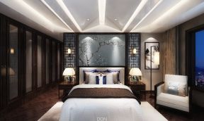 北秀蓝湾143平米三居中式卧室装修设计效果图