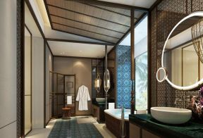 杭州中式风格酒店套房卫生间浴室装修图片
