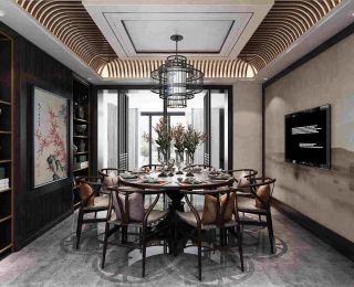 532平米中式别墅餐厅装修设计效果图欣赏