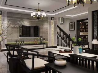 力旺塞歌维亚370中式别墅客厅装修设计效果图