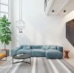 白桦林现代风格客厅蓝色沙发摆放设计效果图片
