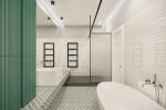 白桦林现代风格家庭卫生间白色浴缸设计效果图