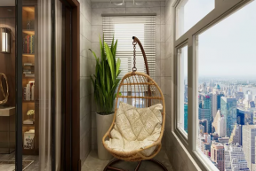 松石雅居135平中式风格休闲阳台设计效果图欣赏