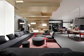 杭州现代时尚办公室室内休闲区沙发装修效果图
