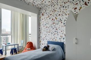 小型公寓儿童房背景墙壁纸装饰设计图片