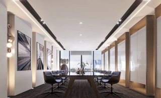 杭州现代风格办公室会议室背景墙设计装修效果图