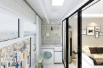 135平现代风格三居室生活阳台洗衣房效果图 