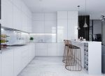 115平米现代简约风格白色厨房装修效果图片