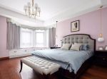 160平米美式风格家庭卧室粉色背景墙设计图片