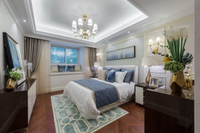 中港央湖名邸欧式120平三居室卧室装修案例