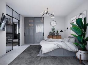 2020衣柜玻璃门效果图 2020北欧风格卧室床装饰效果图片