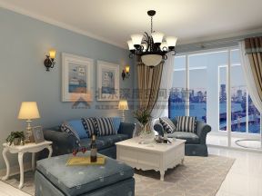 富贵家园120平地中海风格客厅沙发摆放设计效果图