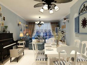 富贵家园120平地中海风格客厅餐厅装修设计图