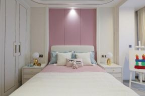160平米家庭儿童房卧室粉色床头设计效果图欣赏