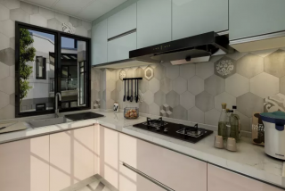现代简约风格家庭厨房整体橱柜装修设计图片