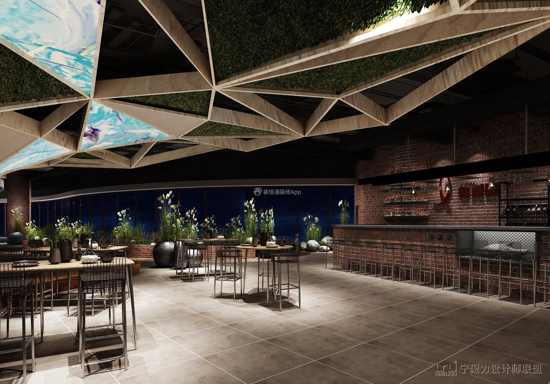 200平米沈阳现代餐厅设计装修效果图