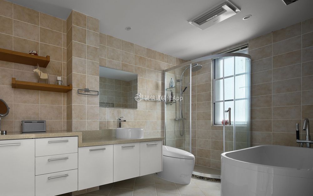 140平米三室二厅卫生间白色浴室柜设计图片