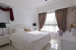 金地南湖意境现代风格家庭卧室白色床设计图片