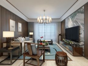 新中式风格客厅装修图 2020大气简约新中式风格客厅效果图