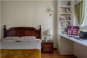 恒大城美式风格家庭卧室实木床设计效果图