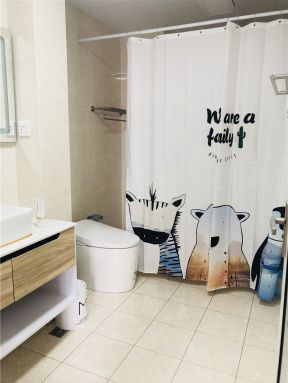康城国际158平混搭风格浴室浴帘隔断效果图
