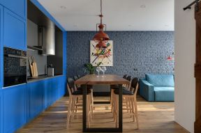 80平简欧风格房屋开放式厨房餐厅设计图片一览