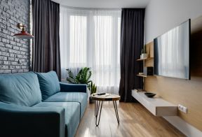 2020时尚小户型客厅装修效果图 2020小户型客厅设计图 蓝色沙发效果图 蓝色沙发图片