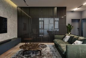 80平房屋客厅绿色沙发摆放设计图大全