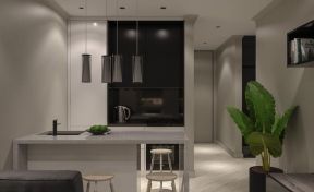 80平房屋现代风格开放式厨房吧台设计图大全