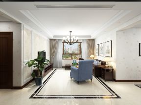 美式风格客厅装修效果图大全 2020美式风格客厅发财树图片