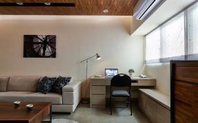 美寓华庭现代风格小户型客厅书桌设计效果图