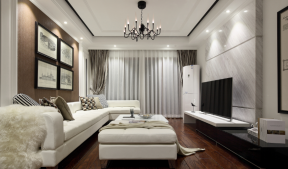 金色港湾现代简约89平二居室客厅装修案例