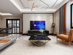 中远岭秀149平现代风格客厅电视墙简单设计图片