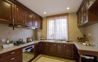 140平米三室二厅美式风格家庭厨房设计效果图片