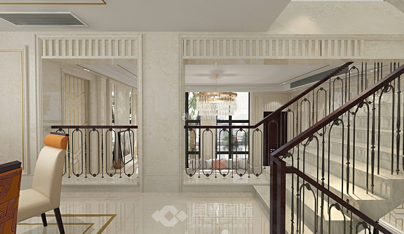 江湾绿苑700平欧式风格别墅楼梯设计装修图片