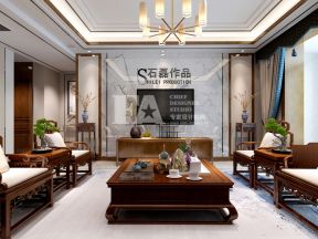 国熙台140平米三居中式电视背景墙装修设计效果图欣赏