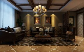 240平米保利罗兰香谷美式复式客厅装修设计效果图