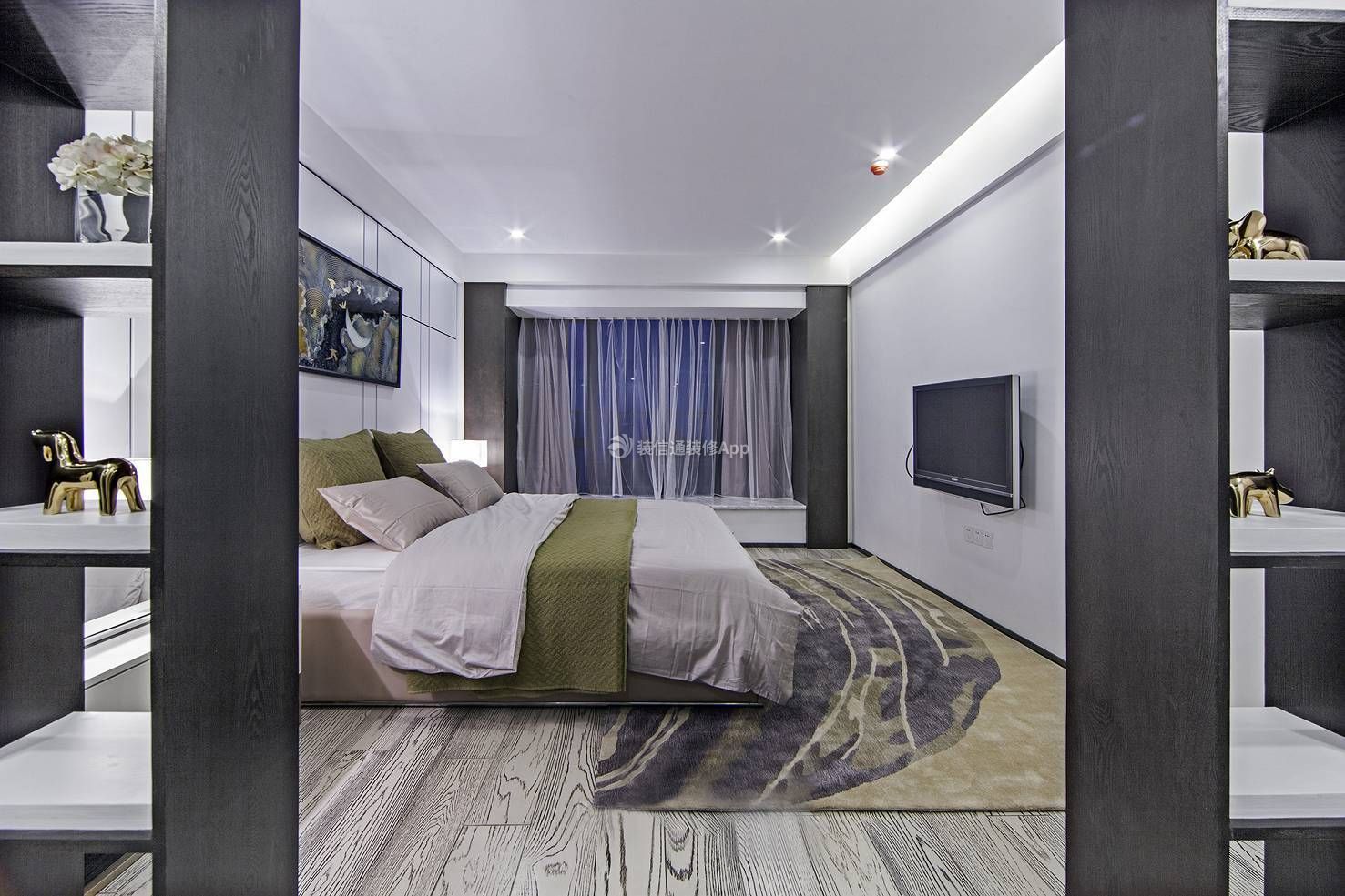101平米三居室现代风格卧室装修效果图片