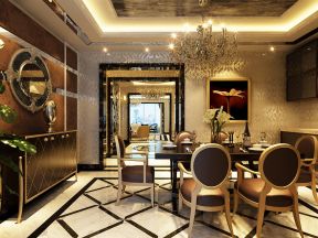 中海紫玉华府166平米四居欧式餐厅背景墙装修设计效果图